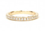 14K YELLOW GOLD MILLGRAIN AND ENGRAVED BEAD SET BAND