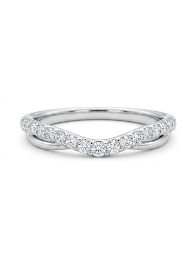 14K WHITE GOLD DIAMOND CURVED BAND .25CTW  SZ 7