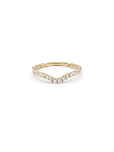 14K YELLOW GOLD DIAMOND CURVED BAND