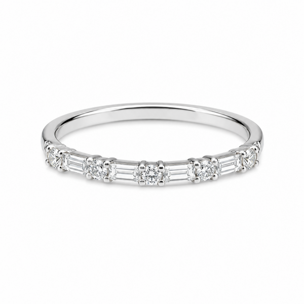 PLATINUM BAGUETTE AND ROUND DIAMOND BAND
