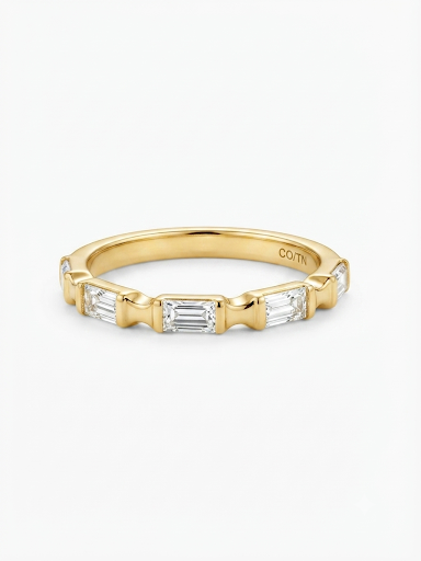 14K YELLOW GOLD DIAMOND STACKABLE BAQUETTE BAND