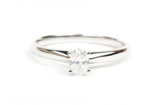 14K White Gold .25Ct Oval Solitaire Engagement Ring