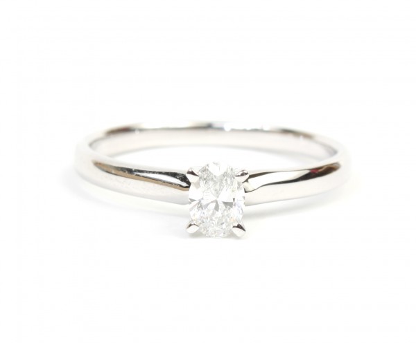 14K White Gold .33Ct Oval Solitaire Engagement Ring