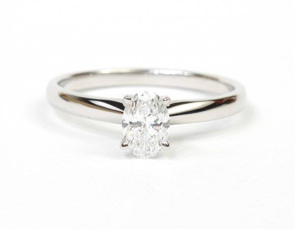 14K White Gold .50Ct Oval Solitaire Engagement Ring