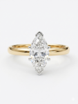 14K YELLOW AND WHITE GOLD DIAMOND MARQUISE SOLITAIRE ENGAGEMENT RING 1.00CT
