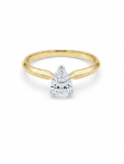 14K YELLOW & WHITE DIAMOND PEAR SHAPE SOLITAIRE ENGAGEMENT RING .70CT