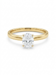 14K YELLOW AND WHITE GOLD DIAMOND OVAL SOLITAIRE ENGAGEMENT RING .58CT