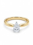 14K YELLOW & WHITE GOLD DIAMOND PEAR SHAPED SOLITAIRE ENGAGEMENT RING .53CT