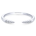 14K WHITE GOLD .05CTW DIAMOND TIPPED STACKABLE CUFF RING