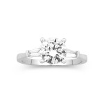 14K White Gold .21Ctw Diamond Baguette Mounting  Cz Center