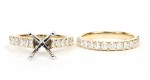 14K YELLOW GOLD DIAMOND WEDDING SET -SEMI MOUNT SOLITAIRE AND MATCHING BAND