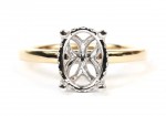 14K YELLOW AND WHITE GOLD OVAL SEMI MOUNT ENGAGEMENT RING WITH HIDDEN HALO