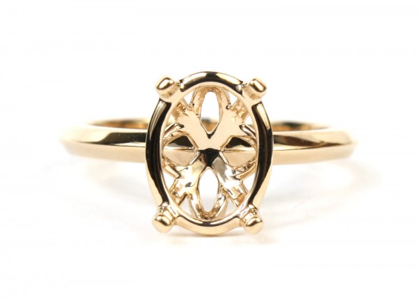 14K YELLOW GOLD OVAL SOLITAIRE SEMI MOUNT ENGAGEMENT RING