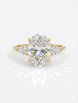 14K YELLOW GOLD DIAMOND SEMI MOUNT WITH OVAL CUBIC ZIRCONIA CENTER