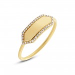14K Yellow Gold Diamond Id Bar Ring