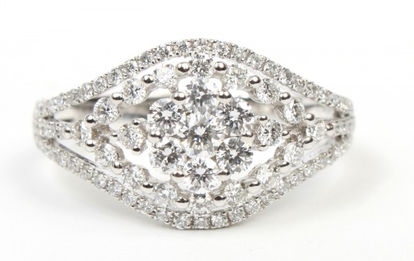 14K White Gold  Diamond Dome Ring