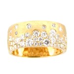 14K YELLOW GOLD SATIN CIGAR BAND WITH CONFETTI DIAMONDS