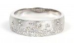 14K White Gold Satin Cigar Band Ring With Confetti Diamonds