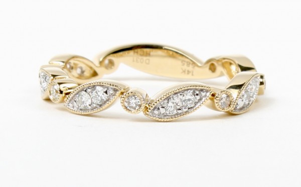14K Yellow Gold .31Ctw Diamond Stackable Band