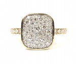 14K YELLOW GOLD CUSHION SHAPED PAVE DIAMOND  RING