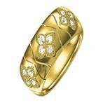 14K YELLOW GOLD BAND WITH DIAMOND CLOVER MOTIF