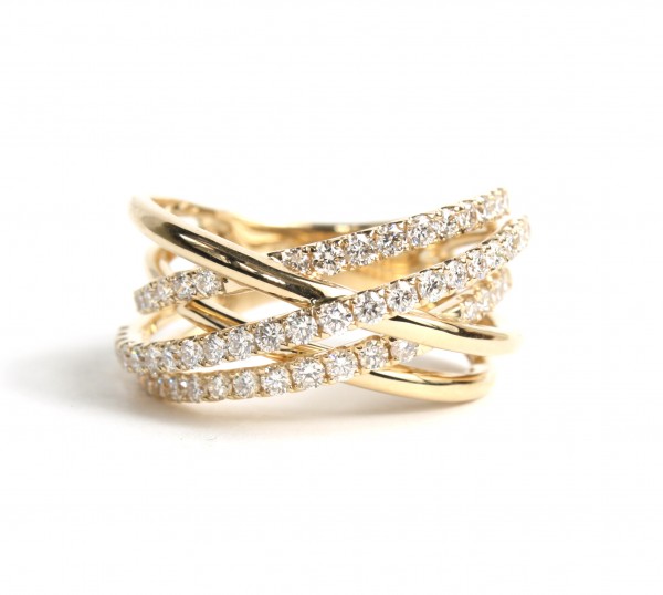 14K YELLOW GOLD CROSSOVER RING