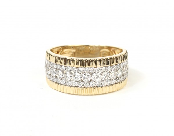 14K TWO TONE WIDE PAVE DIAMOND BAND