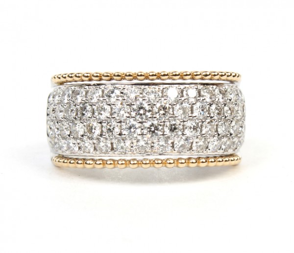 14K TWO TONE DIAMOND PAVE BAND