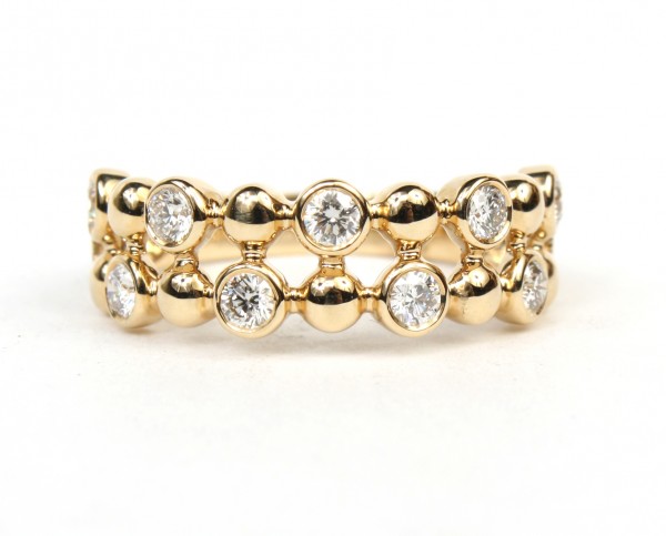14K YELLOW GOLD DIAMOND DOUBLE BAND