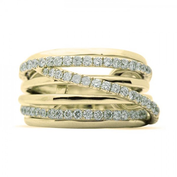18K YELLOW GOLD DIAMOND CRISS CROSS BAND