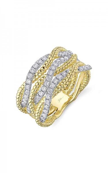 14K YELLOW GOLD DIAMOND TWISTED WAVE RING