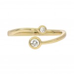 14K YELLOW GOLD DIAMOND BEZEL SET BYPASS RING