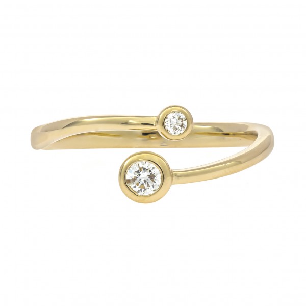 14K YELLOW GOLD DIAMOND BEZEL SET BYPASS RING