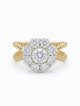 14K YELLOW AND WHITE GOLD DIAMOND CLUSTER RING
