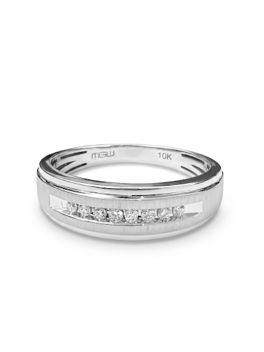 GENTLEMAN'S 10K WHITE GOLD DIAMOND RING SZ 10