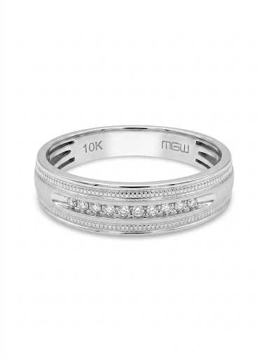GENTLEMAN'S 10K WHITE GOLD DIAMOND RING