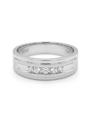 GENTLEMAN'S 10K WHITE GOLD DIAMOND RING