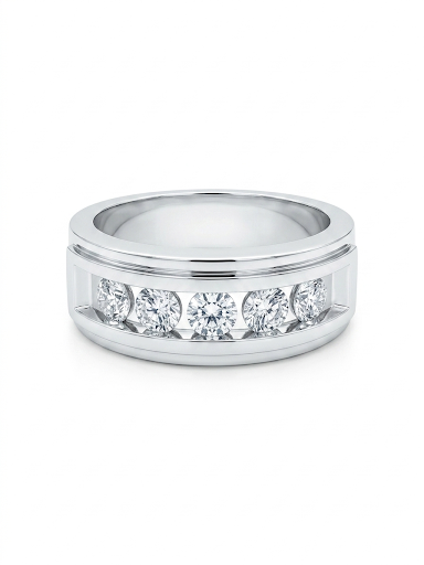 GENTLEMAN'S 10K WHITE GOLD DIAMOND RING