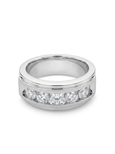 GENTLEMAN'S 10K WHITE GOLD DIAMOND RING