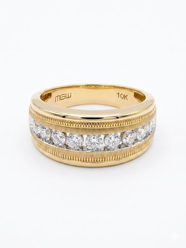 GENTLEMAN'S 10K YELLOW GOLD DIAMOND RING