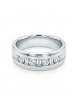 GENTLEMAN'S 14K WHITE GOLD DIAMOND BAQUETTE & ROUND RING