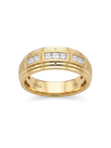 GENTLEMAN'S 10K YELLOW GOLD DIAMOND RING