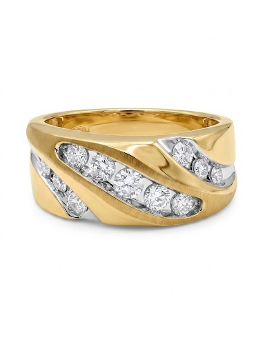 GENTLEMAN'S 10K YELLOW GOLD DIAMOND RING