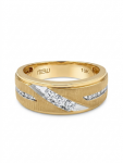 GENTLEMAN'S 10K YELLOW GOLD 3 STONE DIAMOND RING WITH SIDE ACCENTS