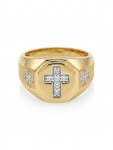 GENTLEMAN'S 10K YELLOW GOLD DIAMOND CROSS RING