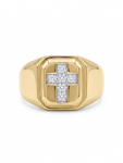 GENTLEMAN'S 10K YELLOW GOLD DIAMOND CROSS RING