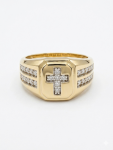 GENTLEMAN'S 10K YELLOW GOLD DIAMOND CROSS RING