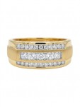 GENTLEMAN'S 10K YELLOW GOLD TRIPLE ROW DIAMOND RING