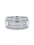 GENTLEMAN'S 10K WHITE GOLD TRIPLE ROW DIAMOND RING