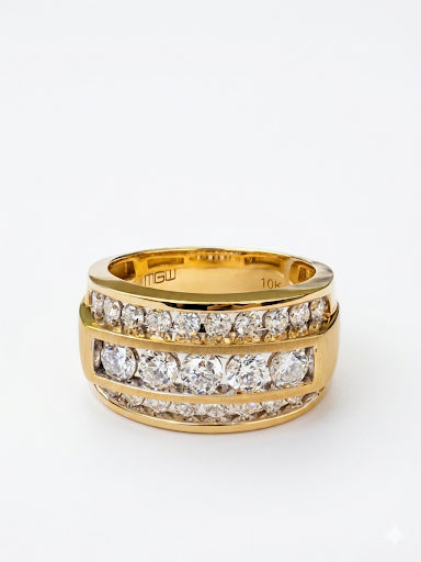 GENTLEMAN'S 10K YELLOW GOLD DIAMOND RING